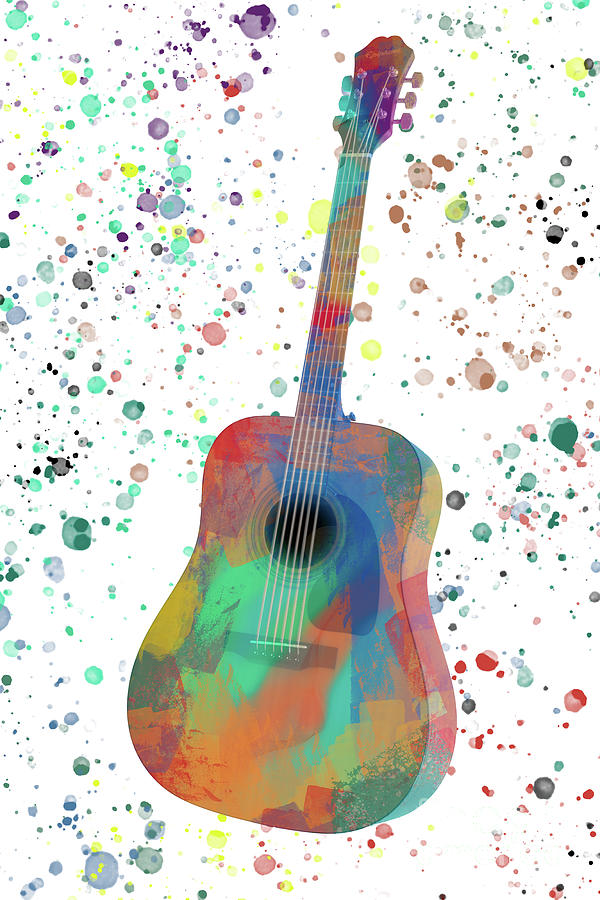 Colorful Guitar with Splatter Photograph by Bee Creek Photography - Tod ...