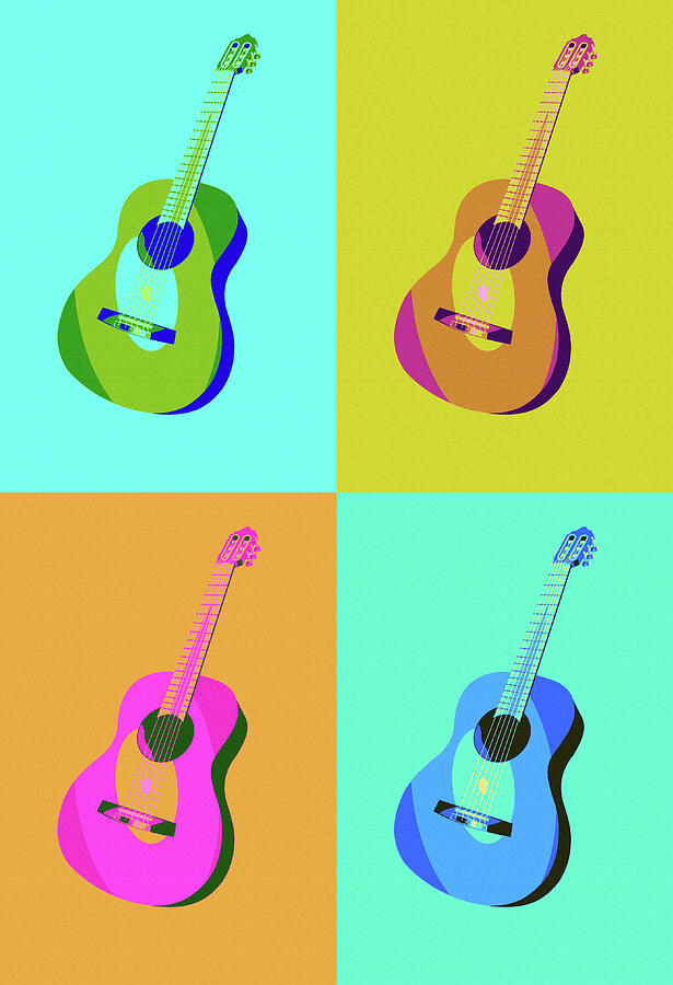 Colorful Guitars Pop-Art Style Mixed Media by Shelli Fitzpatrick Colorful Guitars Pop-Art Style Mixed Media by Shelli Fitzpatrick