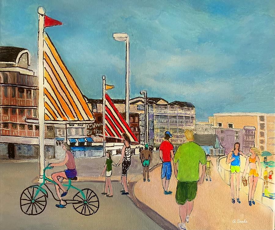 Colorful Hampton Beach Painting by Anne Sands