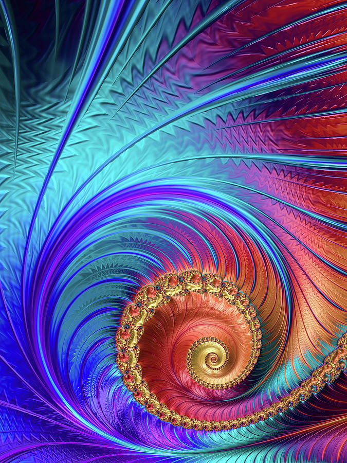 Colorful happy vivid Fractal Spiral Digital Art by Matthias Hauser