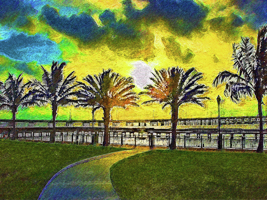 Colorful Harborside Sunset Impressionism Digital Art by Island Hoppers Art Colorful Harborside Sunset Impressionism Digital Art by Island Hoppers Art