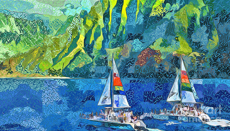 Colorful Hawaii Scenes V1 Mixed Media by Martys Royal Art