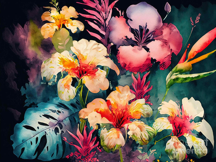Colorful Hawaiian Garden Digital Art by J Marielle
