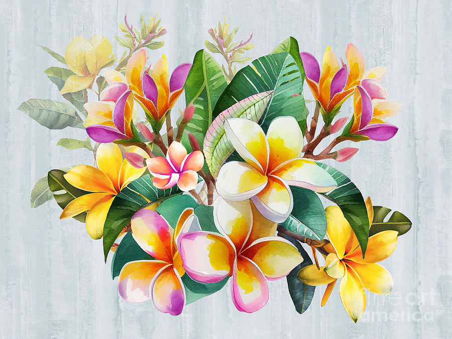 Colorful Hawaiian Sunrise Plumeria Digital Art by J Marielle