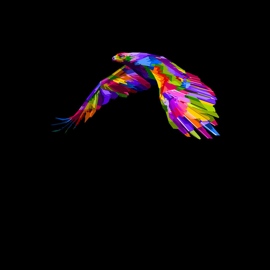 Colorful Hawk Bird Flight Painting by Tony Rubino