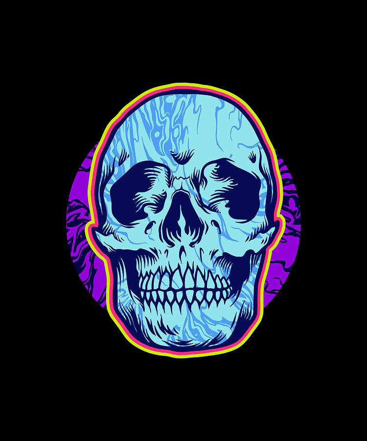 Colorful Head Skull freaky Illustration Mixed Media by Norman W - Fine ...