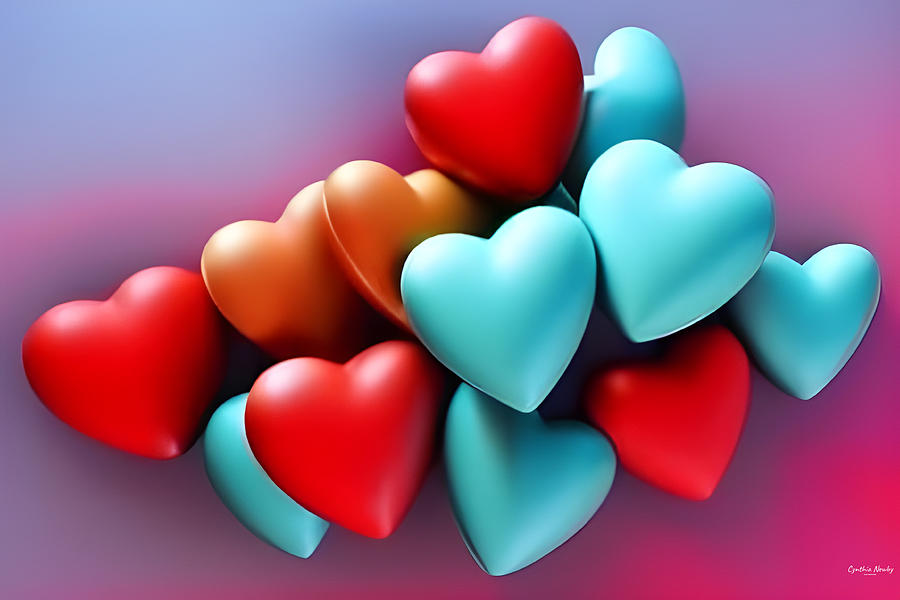 Colorful Hearts Digital Art by Cindys Creative Corner
