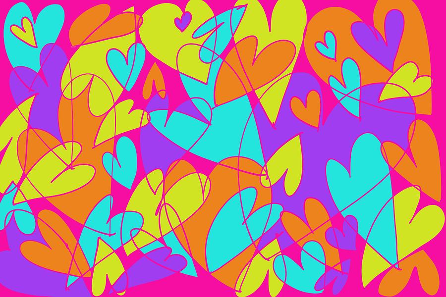 Colorful Hearts Pattern  Digital Art by Patricia Awapara