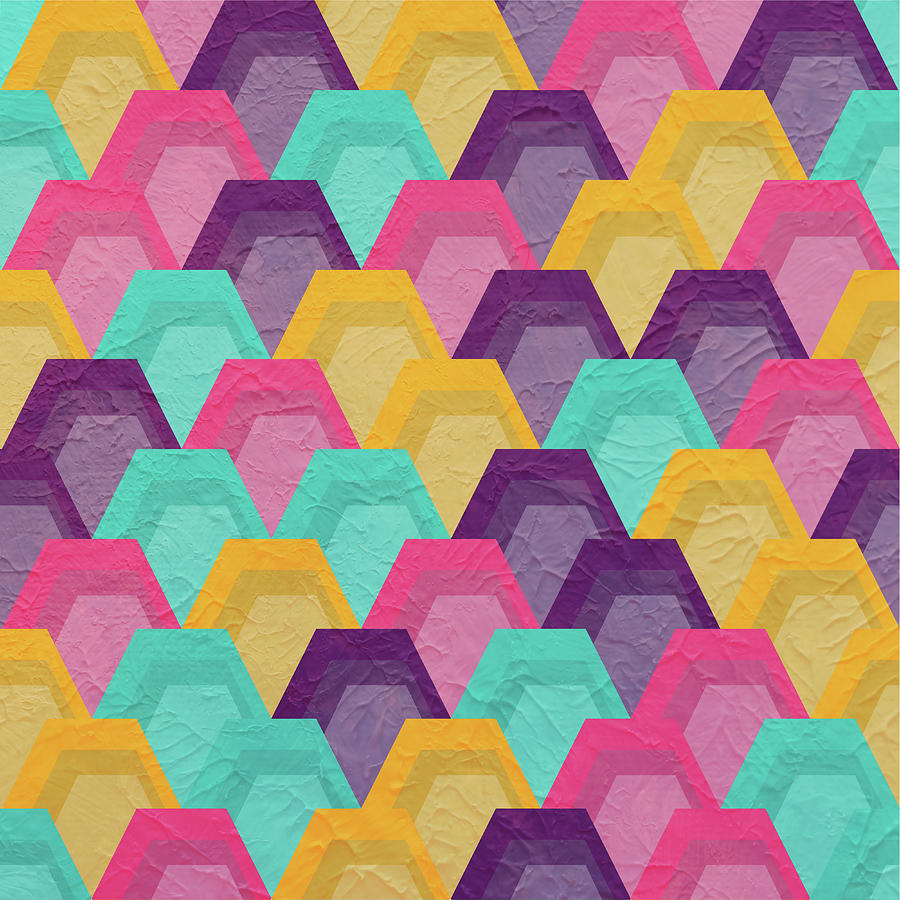 Colorful Hexagonal Pattern - 3 Digital Art by Studio Grafiikka