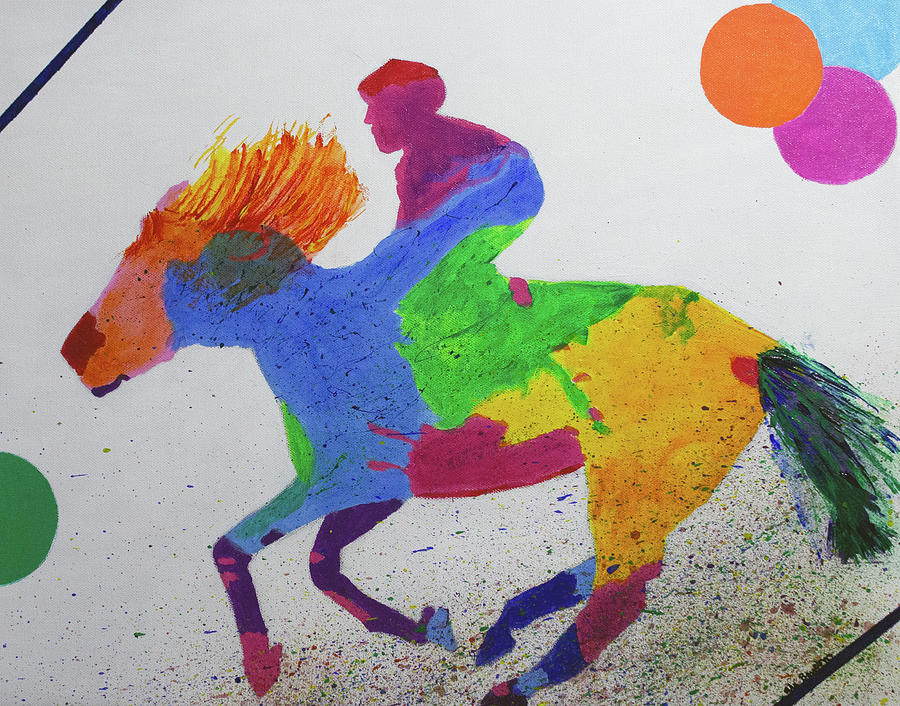Colorful Horse and Rider Pop Y2K Painting by Ali Baucom