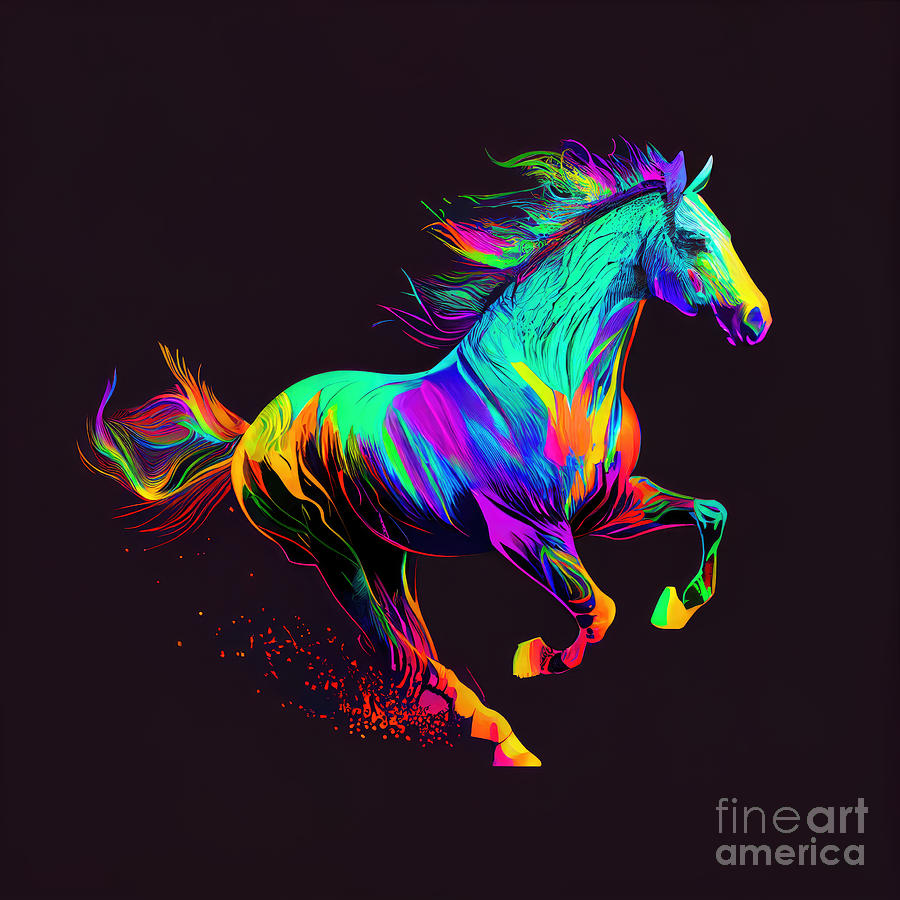 Colorful Horse Psychedelic Running Horse Digital Art by Zellitra ...