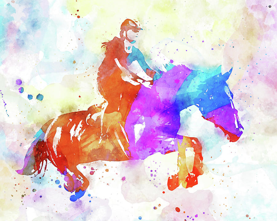 Colorful Horseback Rider Painting by Dan Sproul