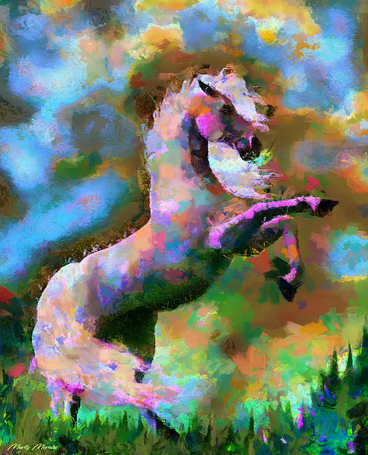 Colorful Horses V1 Mixed Media by Martys Royal Art
