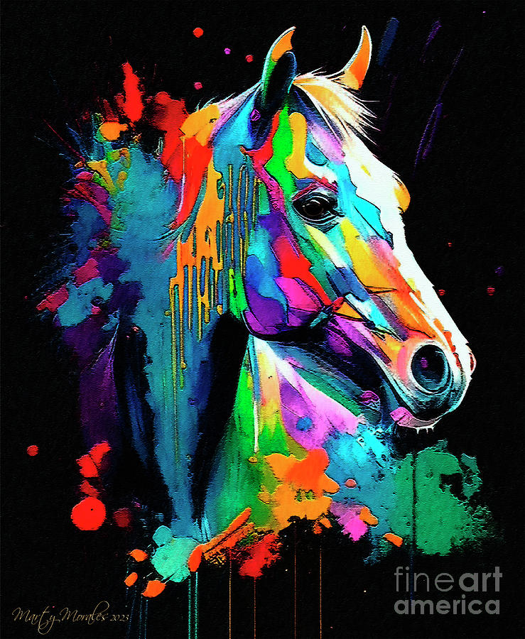 Colorful Horses V11 Mixed Media by Martys Royal Art