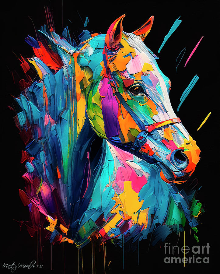 Colorful Horses V13 Mixed Media by Martys Royal Art