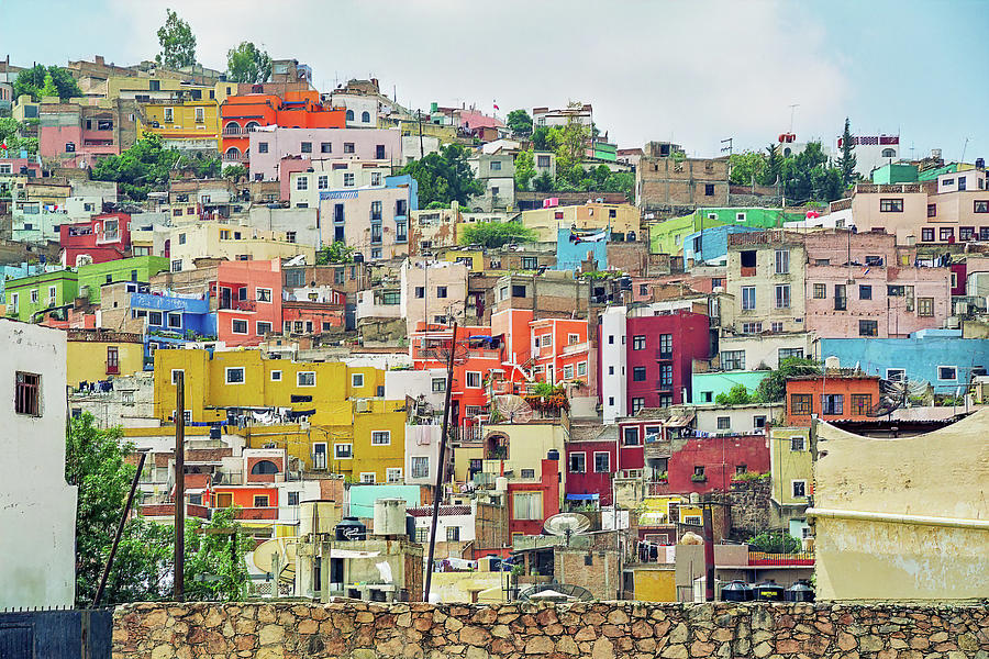 Colorful houses in Guanajuato city, Guanajuato, Mexico Photograph by