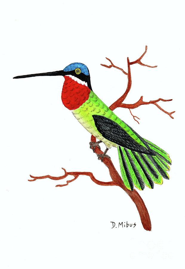 Colorful Hummingbird Day 4 Challenge Painting by Donna Mibus