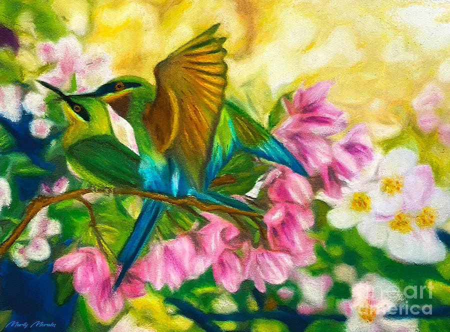 Colorful Hummingbirds V1 Pastel by Martys Royal Art