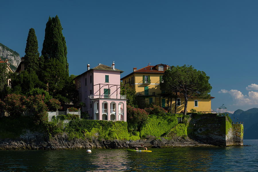 Colorful Italian villas on the shore of Lake Como, Italy Photograph by David L Moore