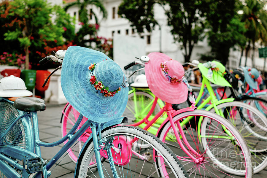 Colorful Jakarta Bicycles and Hats Photograph by Dean Harte