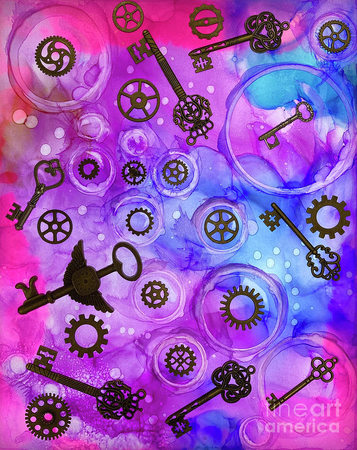 Abstract Mixed Media - Colorful Keys by Kimberly LeClaire