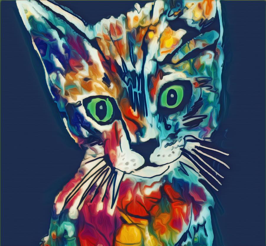 Colorful Kitten 1 Mixed Media by Eileen Backman
