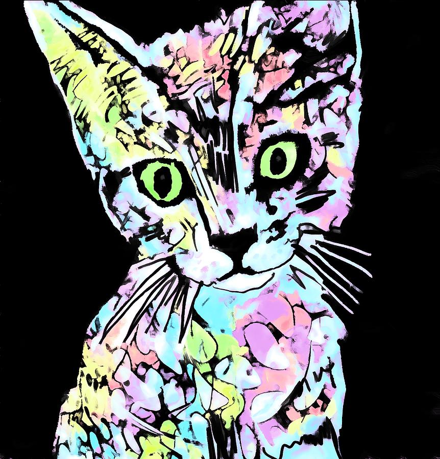 Colorful Kitten 2 Mixed Media by Eileen Backman