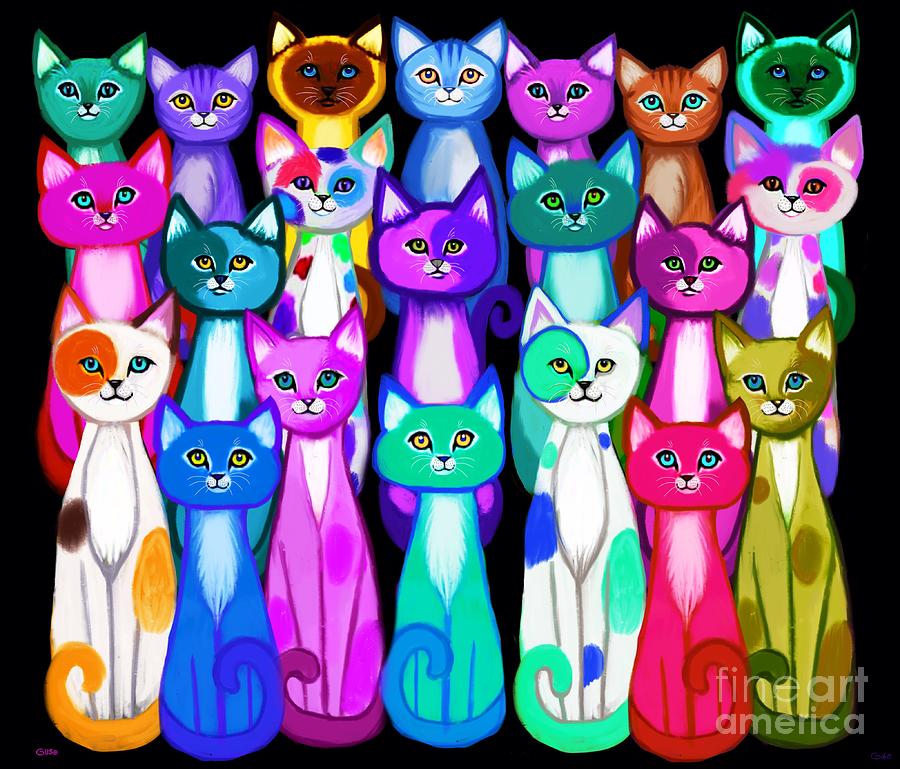 Colorful Kitty Cats Digital Art