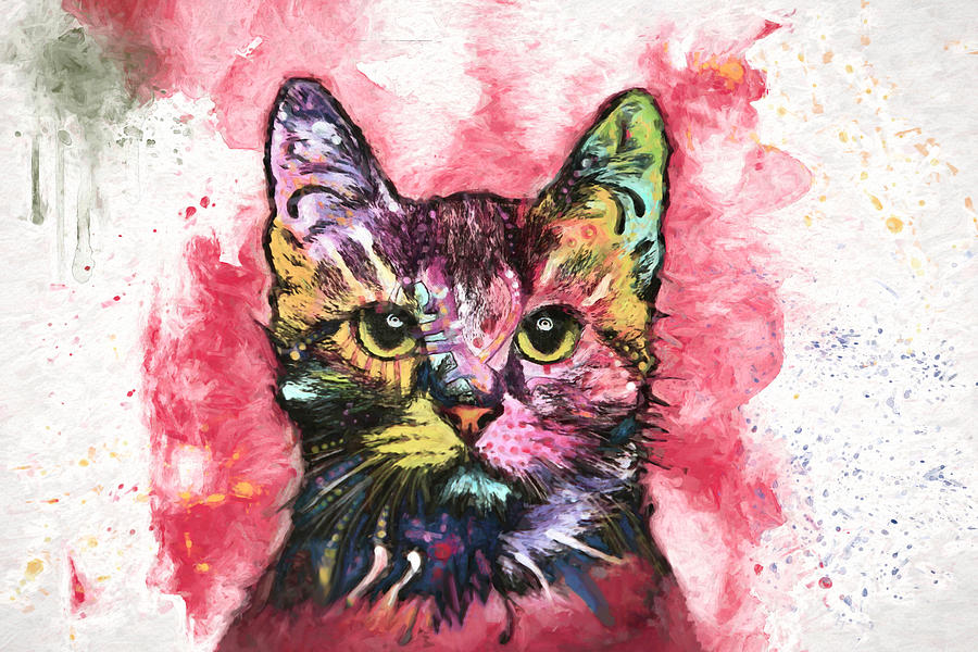 Colorful Kitty Digital Art by Donna Kennedy