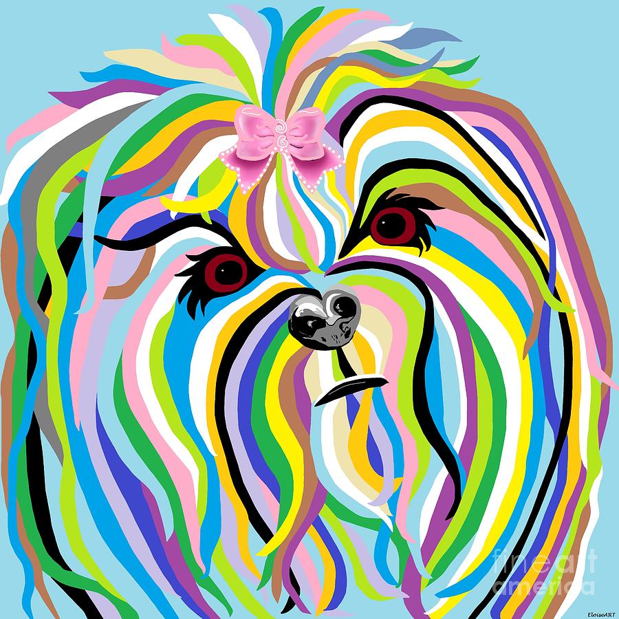 Dog Painting - Colorful Lhasa Apso  by Eloise Schneider Mote