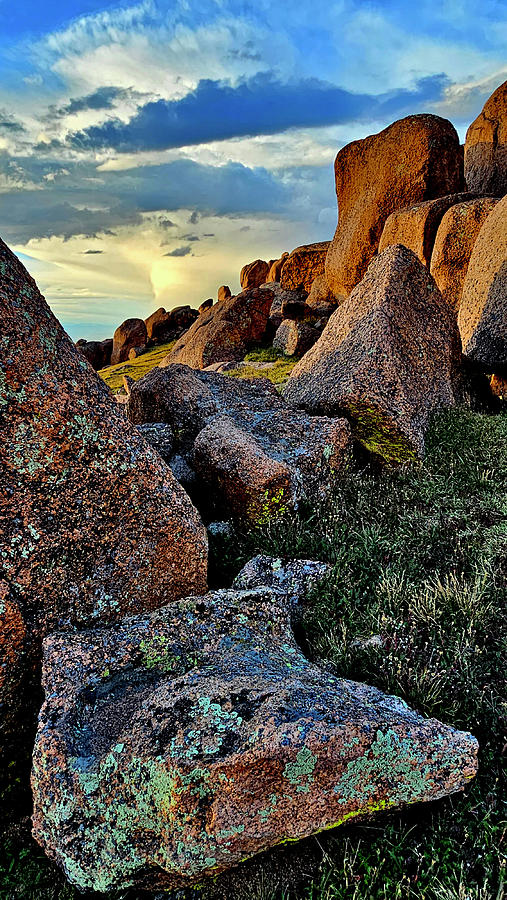 Colorful Lichens and Sunset Photograph by Ray Mathis Colorful Lichens and Sunset Photograph by Ray Mathis