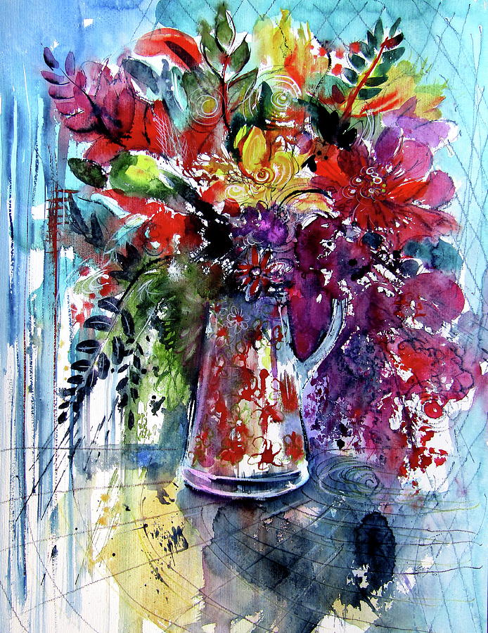 colorful life with flowers II Painting by Kovacs Anna Brigitta | Fine ...