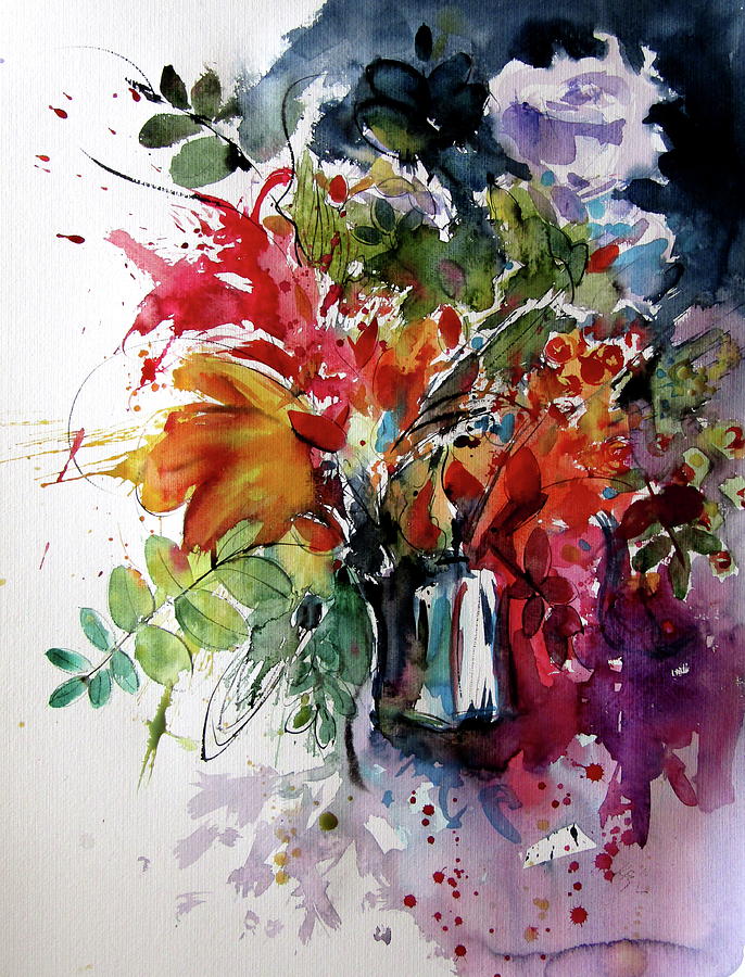 Colorful life with flowers IV Painting by Kovacs Anna Brigitta - Fine ...