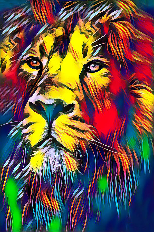 Colorful Lion Digital Art by La Moon Art - Fine Art America