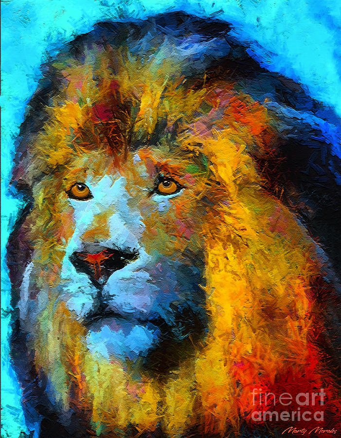 Colorful Lions V1 Mixed Media by Martys Royal Art