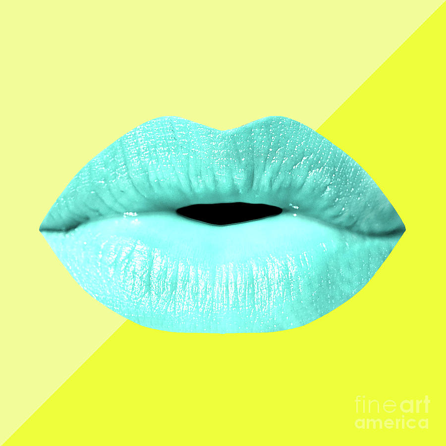 Colorful Lips Mask - Aqua Mixed Media by Chris Andruskiewicz