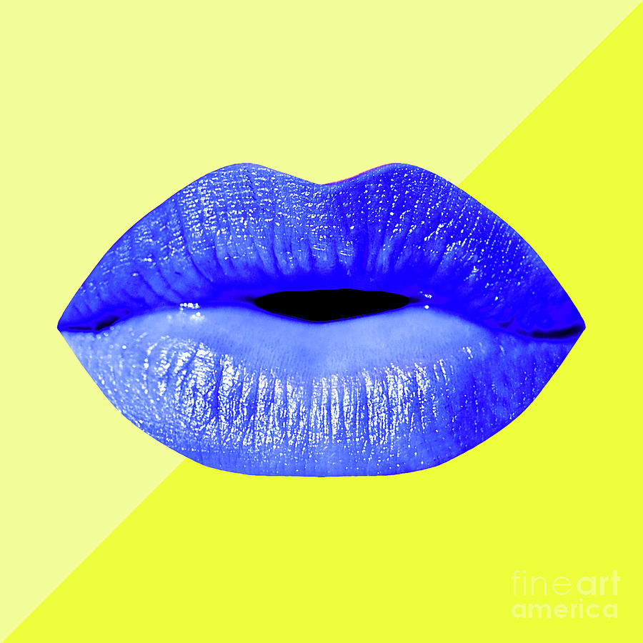 Colorful Lips Mask - Blue Mixed Media by Chris Andruskiewicz