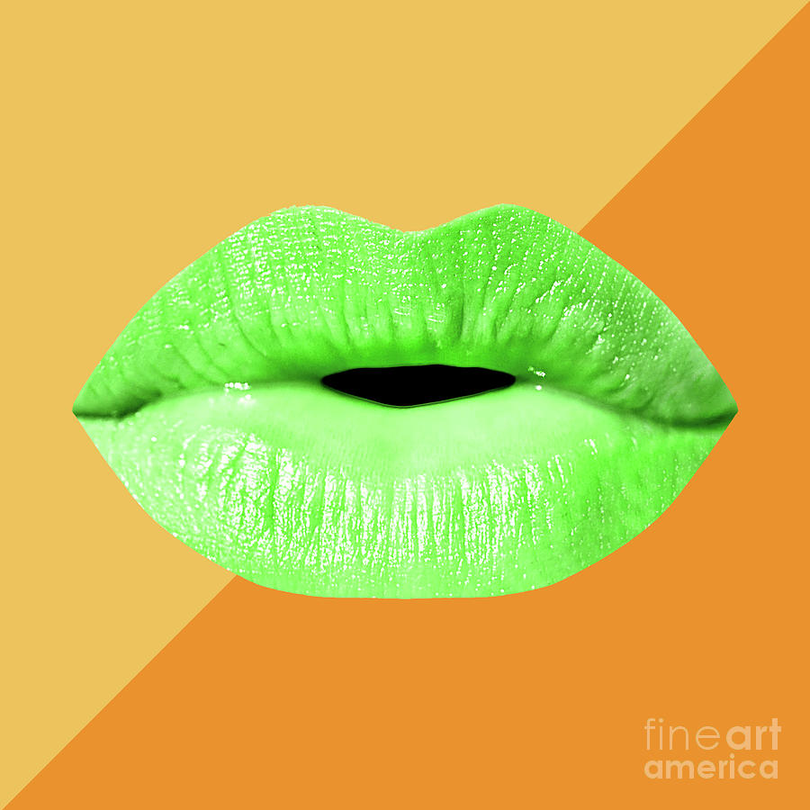 Colorful Lips Mask - Green Mixed Media by Chris Andruskiewicz