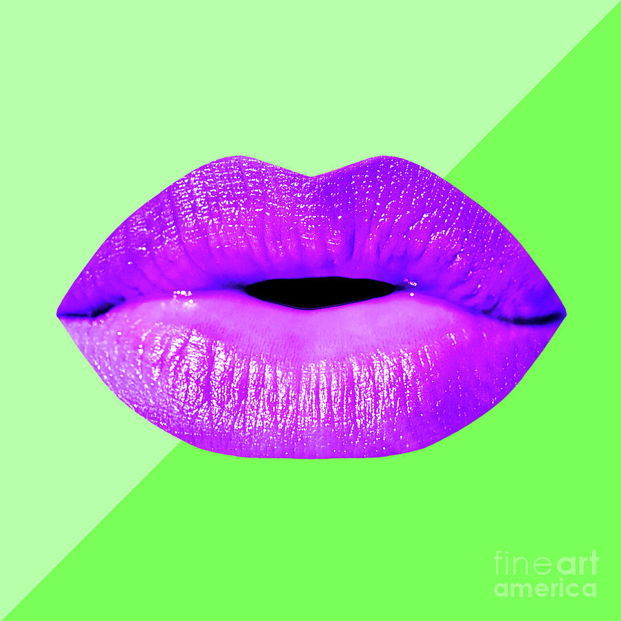 Colorful Lips Mask - Purple Mixed Media by Chris Andruskiewicz