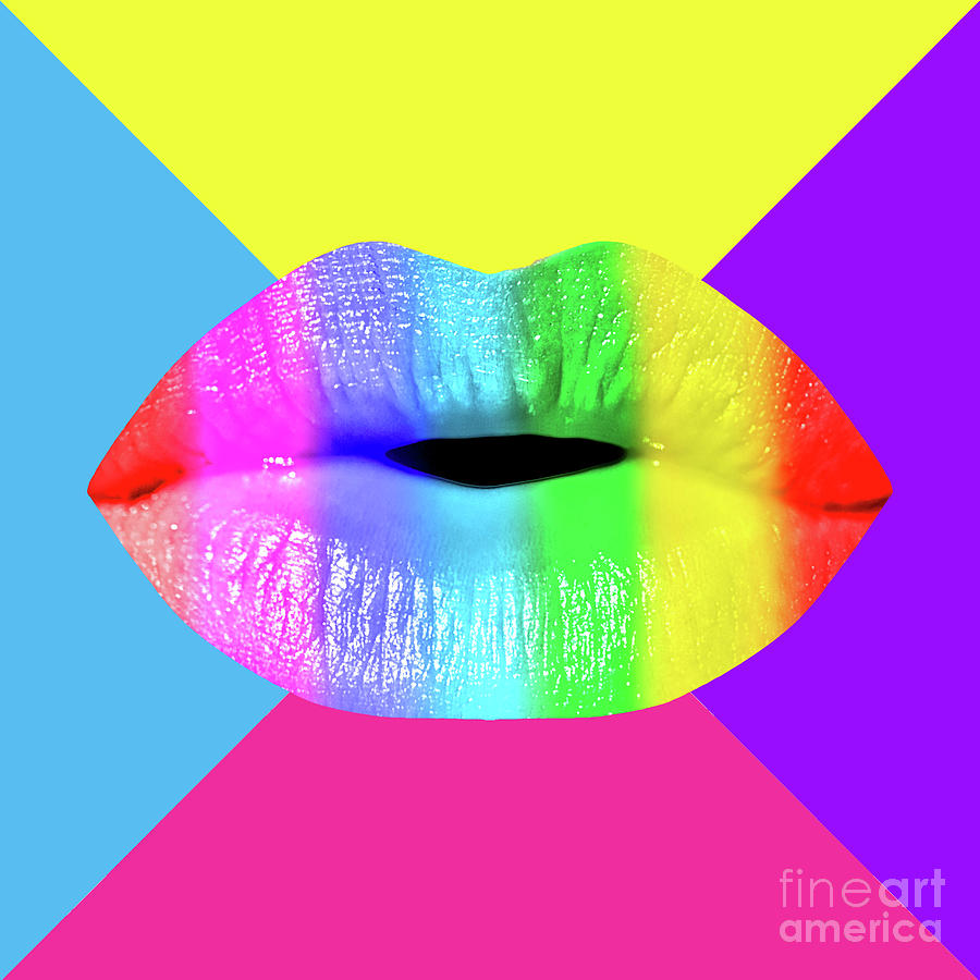 Colorful Lips Mask - Rainbow Mixed Media by Chris Andruskiewicz