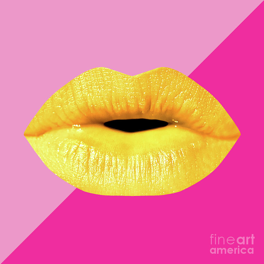 Colorful Lips Mask - Yellow Mixed Media by Chris Andruskiewicz