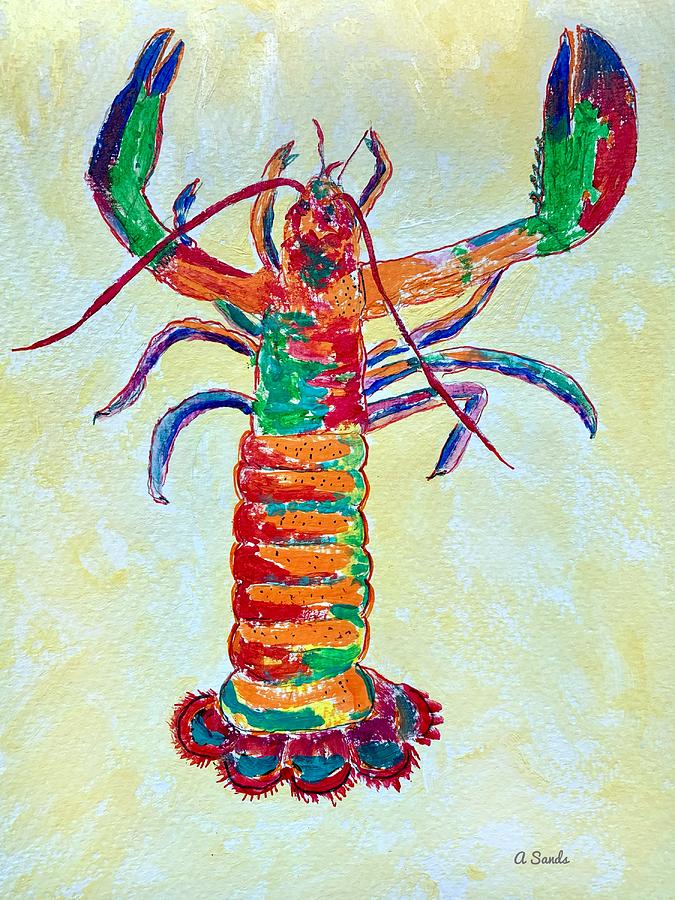 Colorful Lobster Painting by Anne Sands