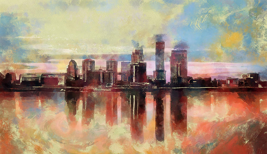 Louisville Skyline Mixed Media - Colorful Louisville Skyline by Dan Sproul
