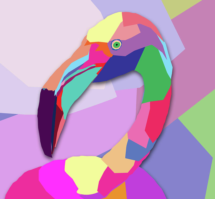 Colorful Low Poly Pink Flamingo Digital Art by Dan Sproul