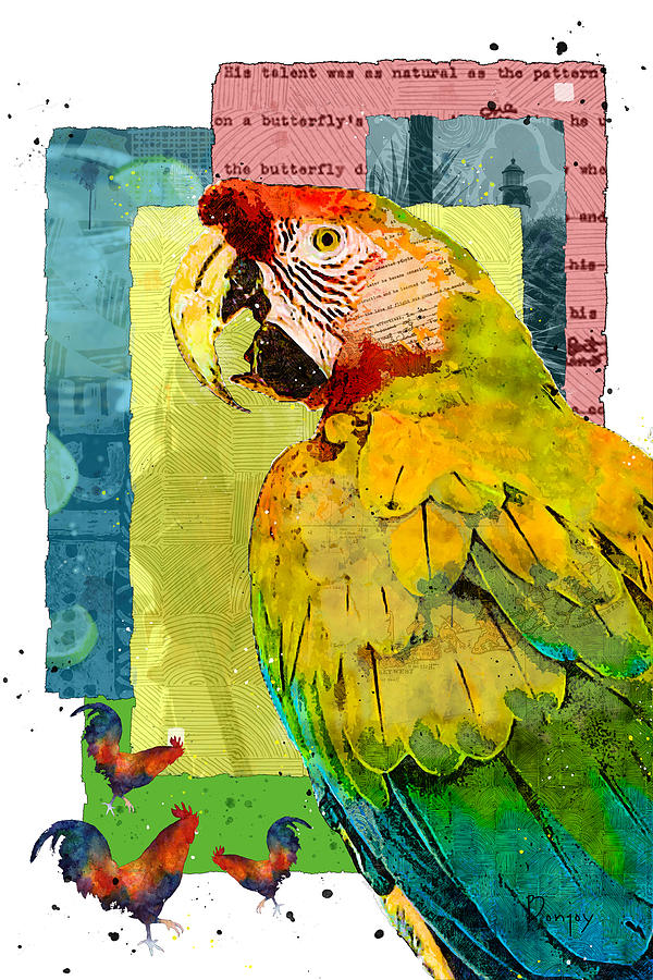 Colorful Macaw in Key West Mixed Media by Bonny Puckett
