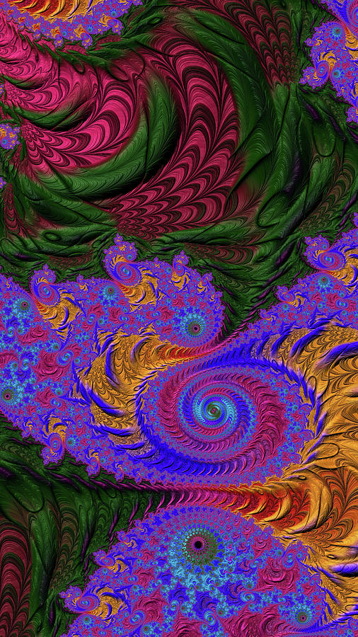 Colorful Magical Fractal Tapestry  Digital Art by Shelli Fitzpatrick