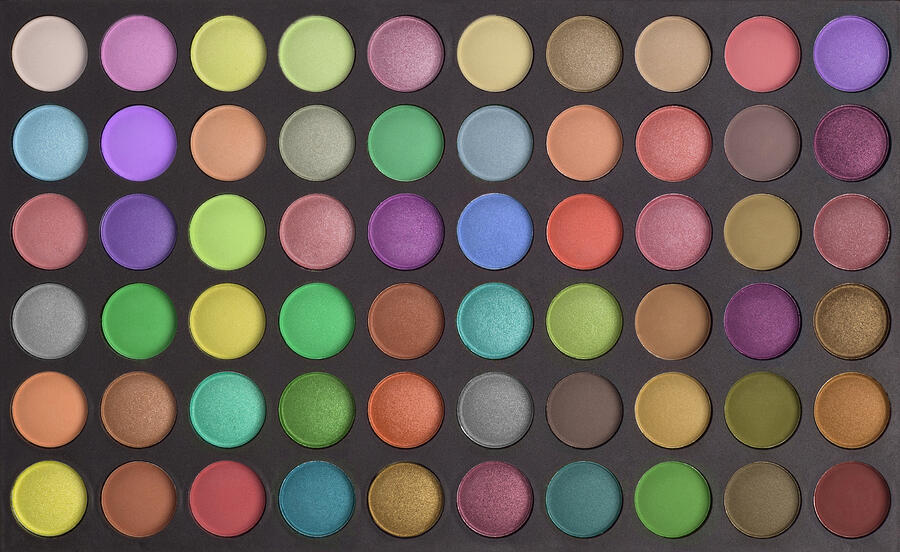 Colorful makeup eye shadows palette background Photograph by Krafla