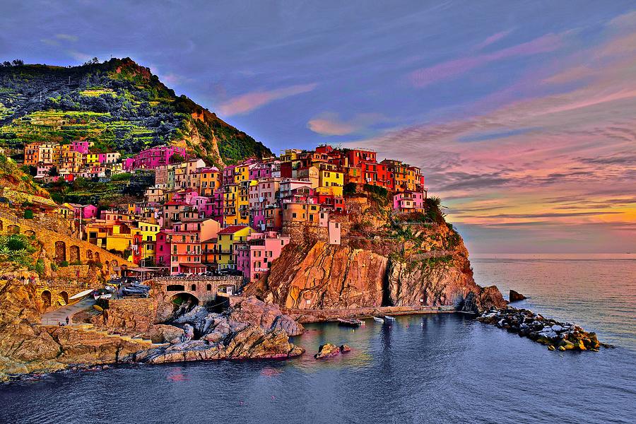 Colorful Manarola at Dusk Photograph by Frozen in Time Fine Art Photography