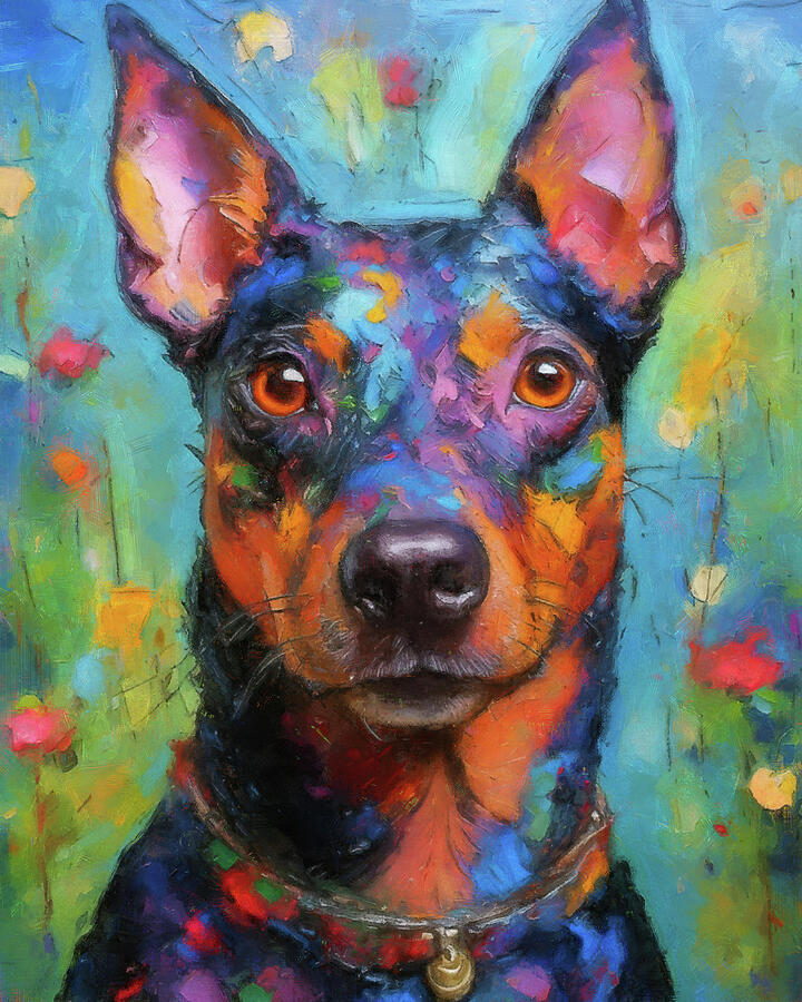 Colorful Manchester Terrier Dog Painting Painting by Dan Sproul Colorful Manchester Terrier Dog Painting Painting by Dan Sproul