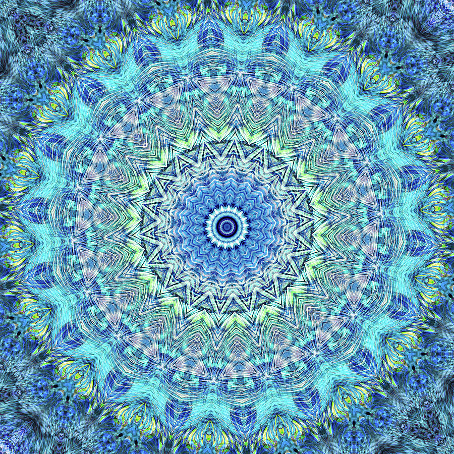 Colorful mandala in turquoise, blue and mint Digital Art by Western ...